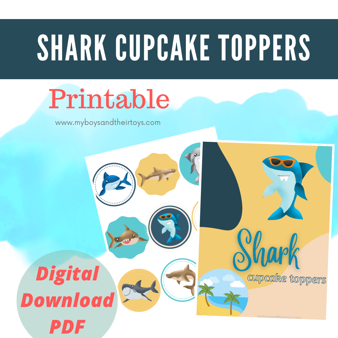 Shark Cupcake Toppers / Shark Stickers